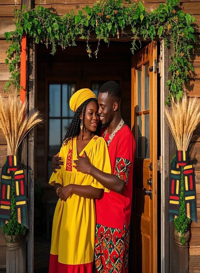 Blinket Black History Wreath Sash for Front Door - 1PC African Kente Print Wreath Sash Colorful Satin Sash Ribbon - Black Heritage Kwanzaa Decoration for Indoor Outdoor Doorway Wall Display - Image 4